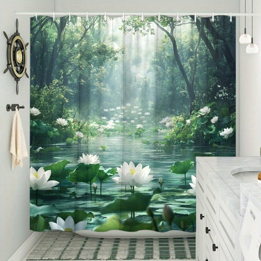 Lotus Forest Shower Curtain Po - đánh giá và giá Interior Design Zen Style