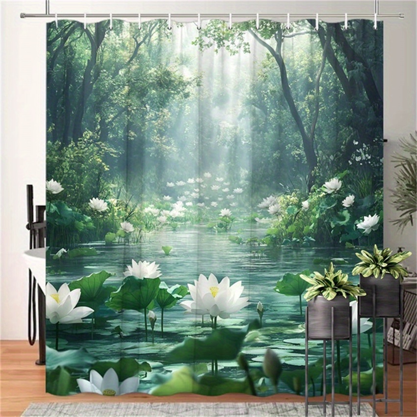 Lotus Forest Shower Curtain Po - đánh giá và giá Interior Design Zen Style