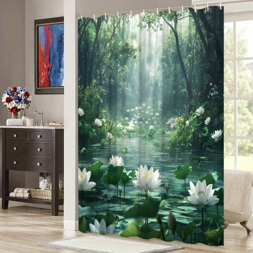 Lotus Forest Shower Curtain Po - đánh giá và giá Interior Design Zen Style