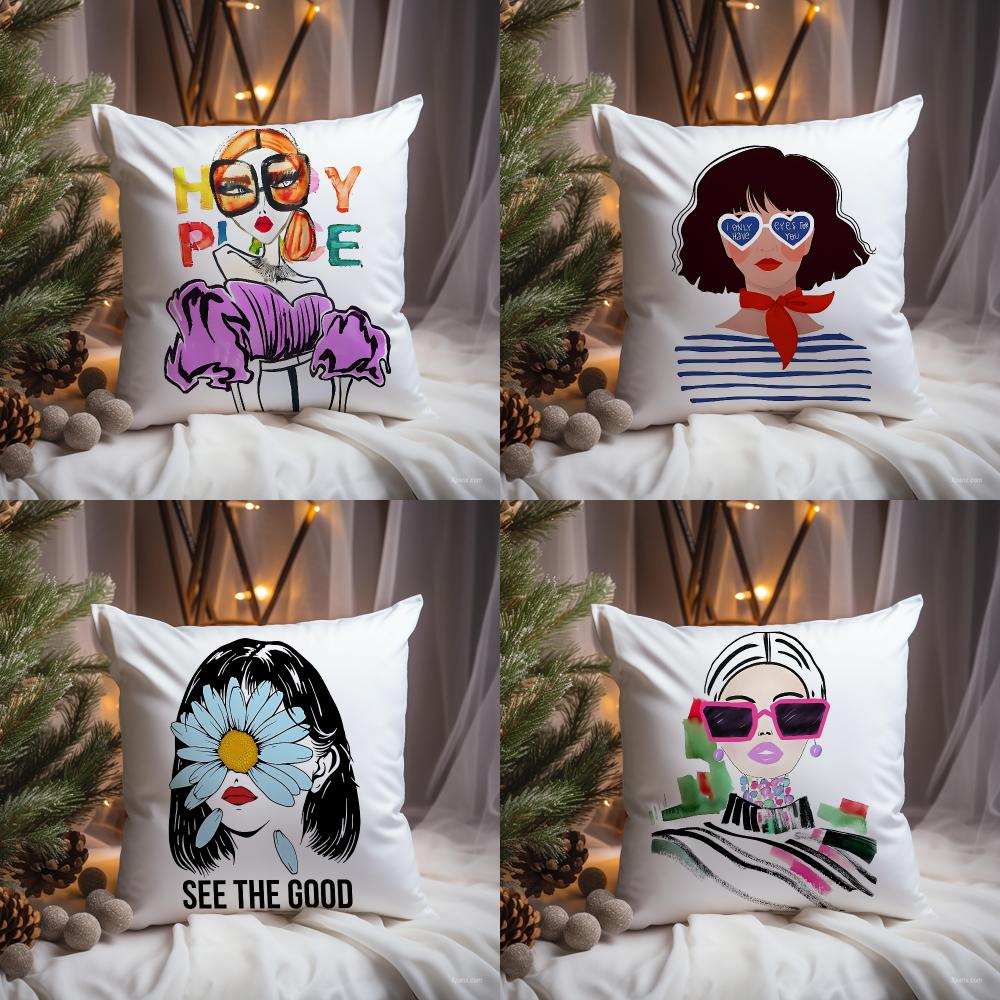 Chic Lady Illustration Cushion - đánh giá và giá Interior Design Illustrated