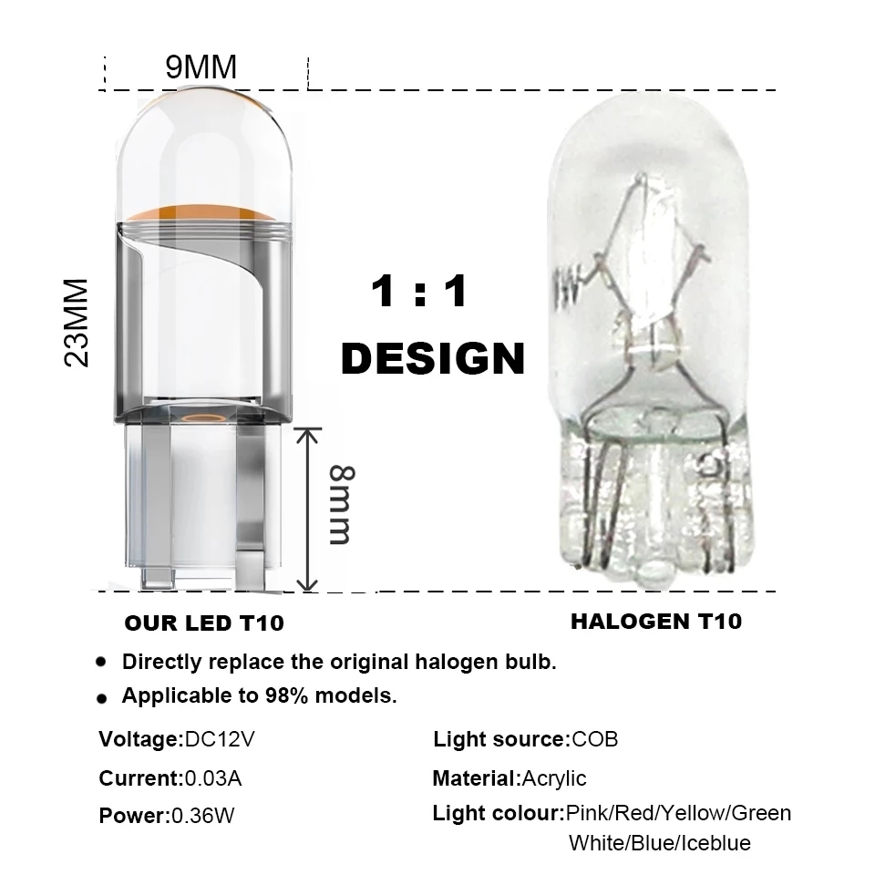 W5W Led T10 Car Light COB Glas - đánh giá và giá Interior Design Intern