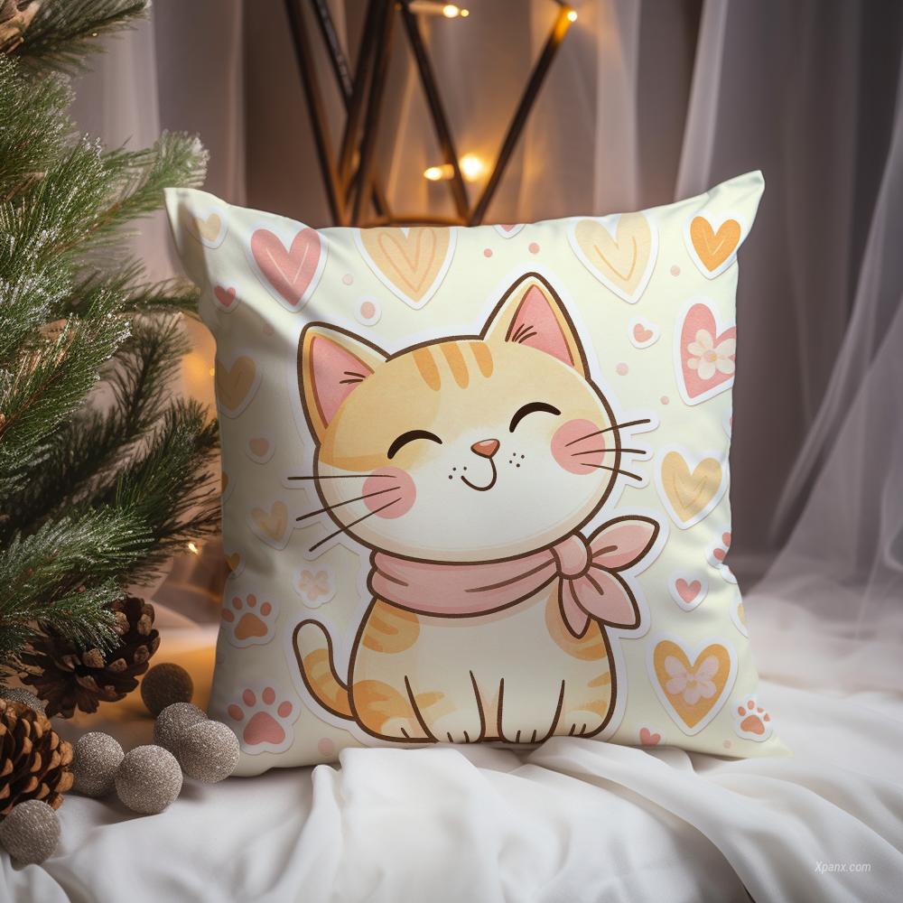 Cute Cat Illustration Cushion  - đánh giá và giá Interior Design Illustrated